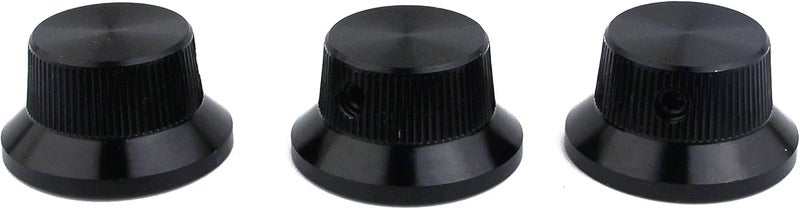 guyker Electric Guitar Bass Control Potentiometer Knobs, Aluminum alloy Hat Top Metal Volume Knob Replacement Parts (3 Piece, Black) - Image 2